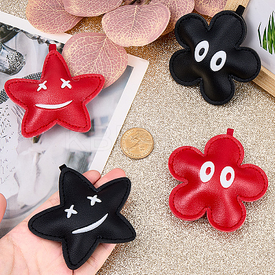 4Pcs 4 Styles Imitation Leather Pendants FIND-CL0001-25-1