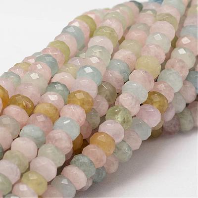 Faceted Rondelle Natural Morganite Bead Strands G-O137-05A-1