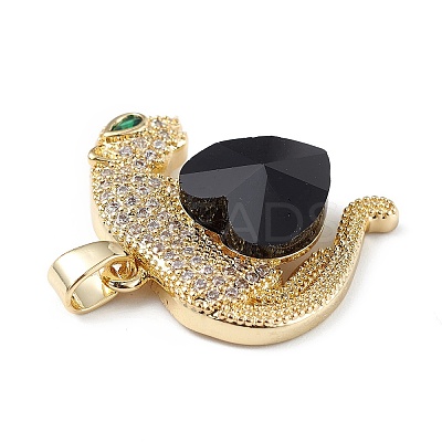 Real 18K Gold Plated Rack Plating Brass Micro Pave Clear Cubic Zirconia Pendants KK-C015-13G-04-1