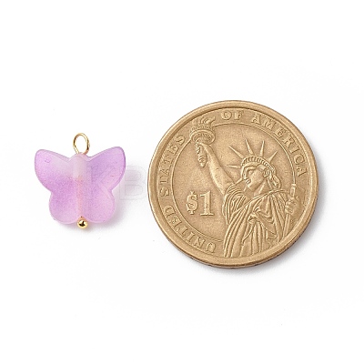 Frosted Two Tone Spray Painted Transparent Acrylic Pendants PALLOY-JF01810-02-1