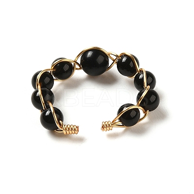 Adjustable Natural Obsidian with Brass Rings G-B075-01G-03-1