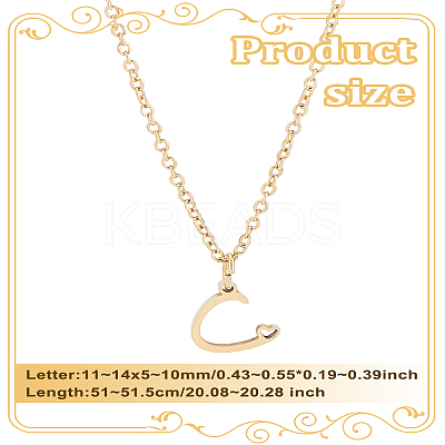 1pc 304 Stainless Steel Letter Pendant Necklaces NJEW-LP0001-39C-G-1