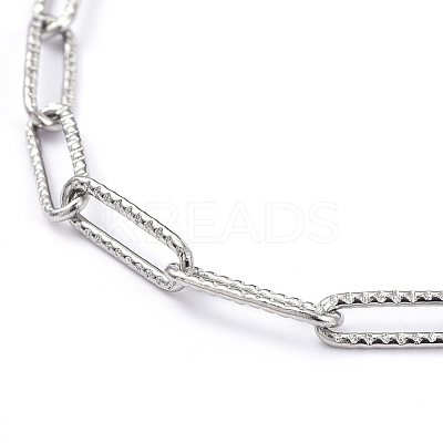Non-Tarnish 304 Stainless Steel Textured Paperclip Chains Necklaces NJEW-JN02742-1
