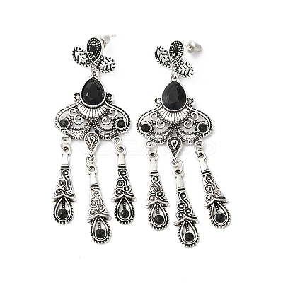Resin Moth Chandelier Earrings EJEW-D054-05AS-02-1