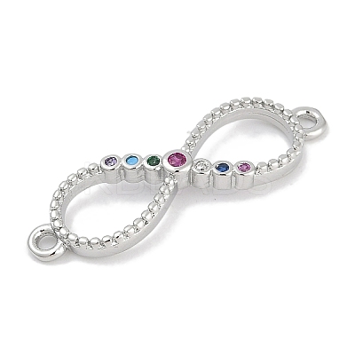 Brass Micro Pave Colorful Cubic Zirconia Infinity Connector Charms KK-Q028-65P-1