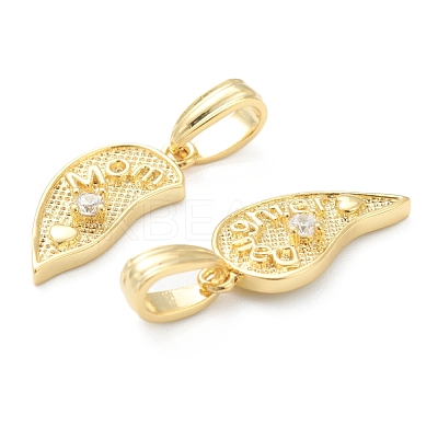 Mother's Day Brass Cubic Zirconia Hanger Pendants KK-E790-04G-1
