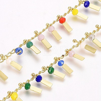 3.28 Feet Handmade Glass Beaded Chains X-CHC-I029-09J-1