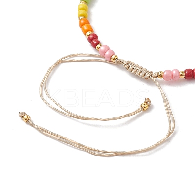 Colorful Glass Seed & Brass Braided Bead Bracelet BJEW-JB10138-1