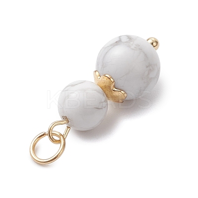 3Pcs 3 Styles Natural Quartz Crystal & Selenite & Howlite Round Beaded Pendants PALLOY-JF04701-06-1