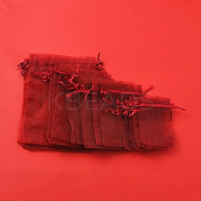 30Pcs 4 Styles Rectangle Organza Bags Jewellery Storage Pouches Wedding Favour Party Mesh Drawstring Gift OP-FS0001-01A-1