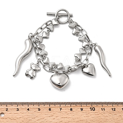 304 Stainless Steel Double-strand Bracelets BJEW-G758-01P-1