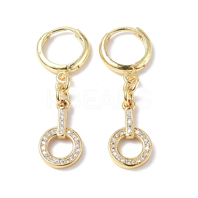 Clear Cubic Zirconia Circle Ring Dangle Hoop Earrings EJEW-B017-02G-1