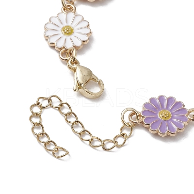 Sunflower Zinc Alloy Enamel Link Bracelets for Women BJEW-JB10246-1