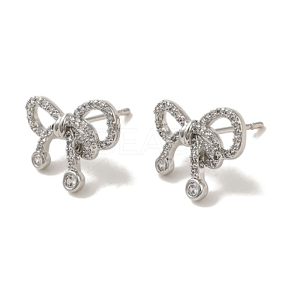 Rack Plating Brass Micro Pave Cubic Zirconia Studs Earrings EJEW-R162-20P-1
