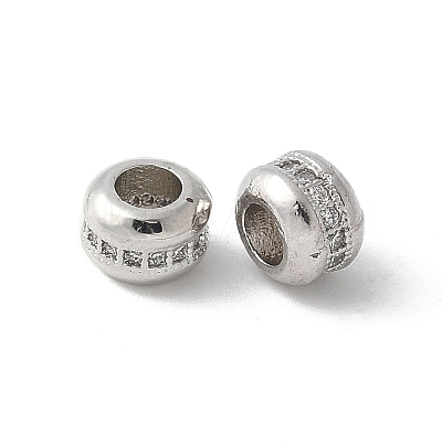 Brass Micro Pave Clear Cubic Zirconia Beads KK-D324-02P-1