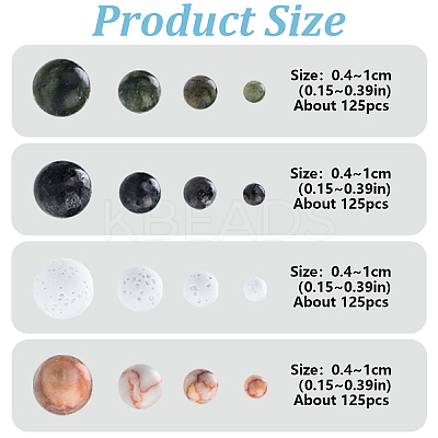 Natural Red Netstone & Taiwan Jade & Lava Rock & Wood Lace Stone & Larvikite Round Bead Sets G-YW0002-20-1