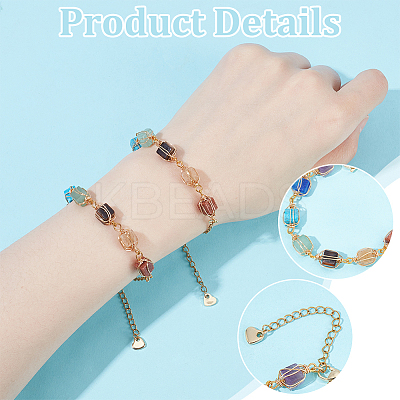 2Pcs Natural Mixed Gemstone Beads Link Bracelets for Women BJEW-UN00021-1