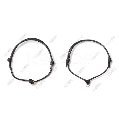 40Pcs 2 Colors Adjustable Black Waxed Polyester Cord Bracelet Making AJEW-UN00043-1