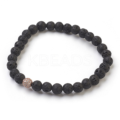 Natural Lava Rock Beads Stretch Bracelets BJEW-JB03839-04-1
