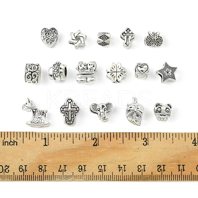 64Pcs 16 Styles Tibetan Style Alloy European Large Hole Beads FIND-FS0002-63-1