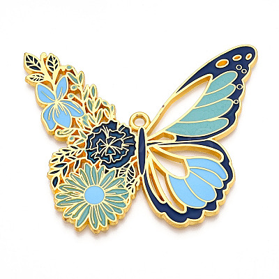 Rack Plating Alloy Enamel Big Pendants ENAM-N056-396-G-1
