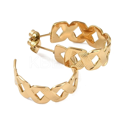 Braided 304 Stainless Steel Stud Earrings EJEW-L283-050G-1