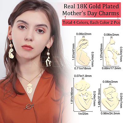 8Pcs 4 Style Rack Plating 304 Stainless Steel Pendants FIND-BBC0001-38-1