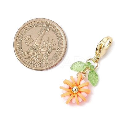Flower Polymer Clay & Glass Pendants Decorations HJEW-MZ00327-02-1