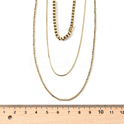 304 Stainless Steel 3 Layer Necklaces for Women NJEW-V012-01G-1