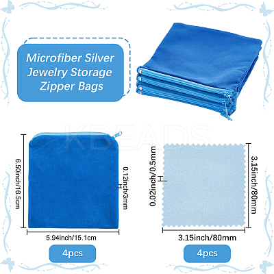 4Pcs Microfiber Silver Jewelry Storage Zipper Bags ABAG-BBC0001-33A-1