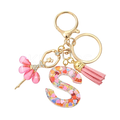 Letter A~Z Transparent Glitter Resin Pendant Keychains KEYC-FZ00024-19-1