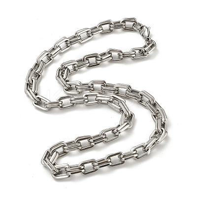 Non-Tarnish 201 Stainless Steel Boston Link Chain Necklace STAS-Z056-06P-1