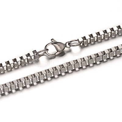 Tarnish Resistant 304 Stainless Steel Venice Chain Box Chain Necklaces NJEW-E049-03P-1