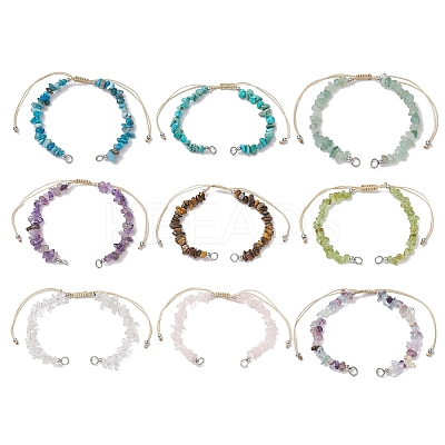 Natural Mixed Stone Chip Nylon Braided Beaded Bracelet Making AJEW-JB01296-1