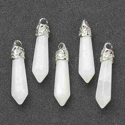 Bullet Natural White Jade Pointed Pendants G-E332-C27-1