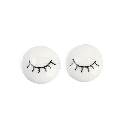 White and Black Flat Round Cartoon Resin Cabochons LS-CRES-Q009-01D-1