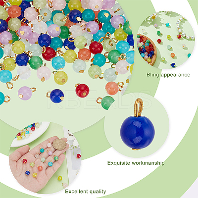 120Pcs 12 Colors Baking Paint Imitation Jade Glass Charms PALLOY-HY00035-1