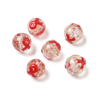 Luminous Handmade Gold Sand Glass Beads LAMP-U004-01-1