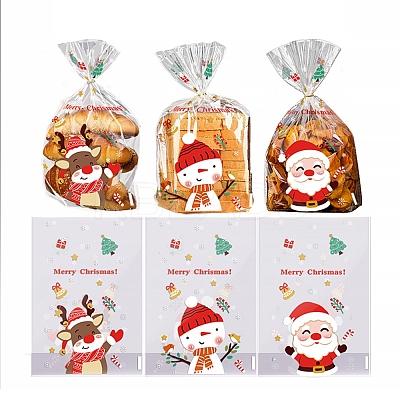 Christmas Theme Self-adhesive Plastic Bakeware Bag ABAG-F006-04-1