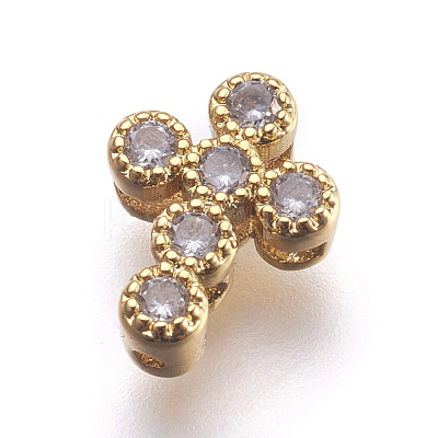 Brass Micro Pave Cubic Zirconia Beads ZIRC-E152-07G-RS-1