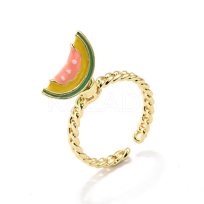 Brass Enamel Open Cuff Rings for Women RJEW-F179-08G-03-1