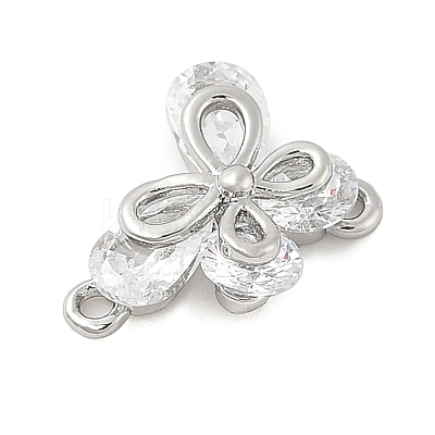 Brass Micro Pave Cubic Zirconia Connector Charms KK-U056-04P-1