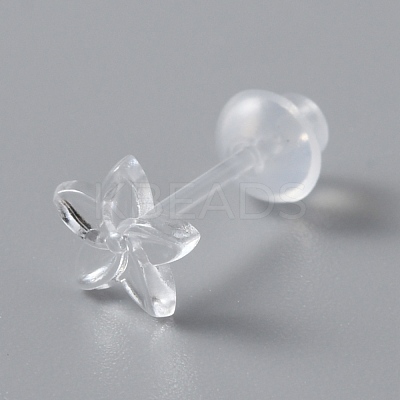 Tiny Resin Flower Stud Earrings with Ear Nut for Women EJEW-WH0012-003B-1