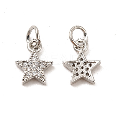 Rack Plating Brass Micro Pave Cubic Zirconia Charms KK-E081-18P-1