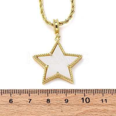 Brass Enamel Star Pendant Necklaces for Women NJEW-K381-09G-02-1