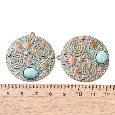 Alloy with Synthetic Turquoise Pendants FIND-B055-01G-1