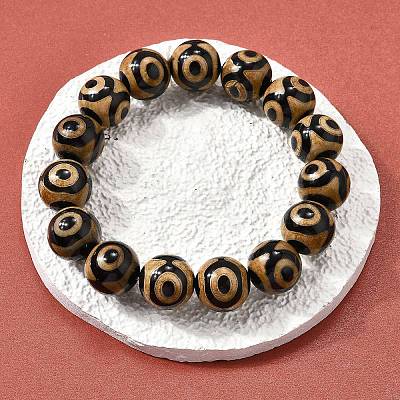 Natural Agate Round Beaded Stretch Bracelets BJEW-U047-01-1