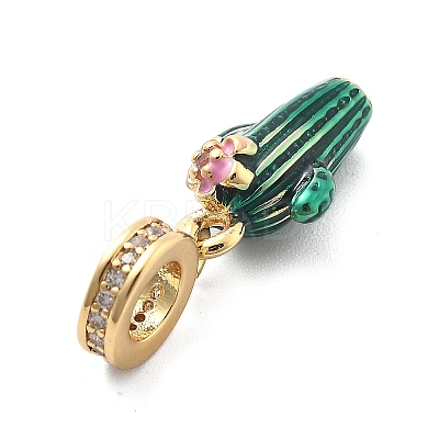 Rack Plating Brass Micro Pave Clear Cubic Zirconia European Dangle Charms KK-Q017-16G-1