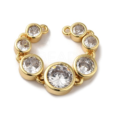 Eco-Friendly Rack Plating Brass Clear Cubic Zirconia Connector Charms KK-F853-30G-1