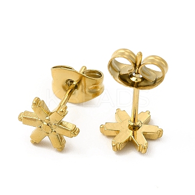 Ion Plating(IP) 304 Stainless Steel Snowflake Stud Earrings for Women EJEW-I281-34G-1